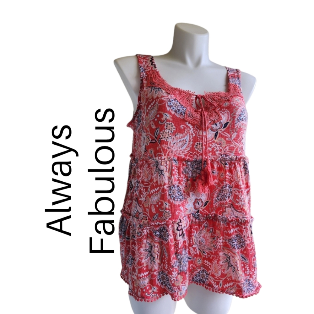 Always Fabulous coral blue top NWT! Size XL